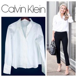 Calvin Klein 16 XL 1X Blouse Shirt White Non Iron